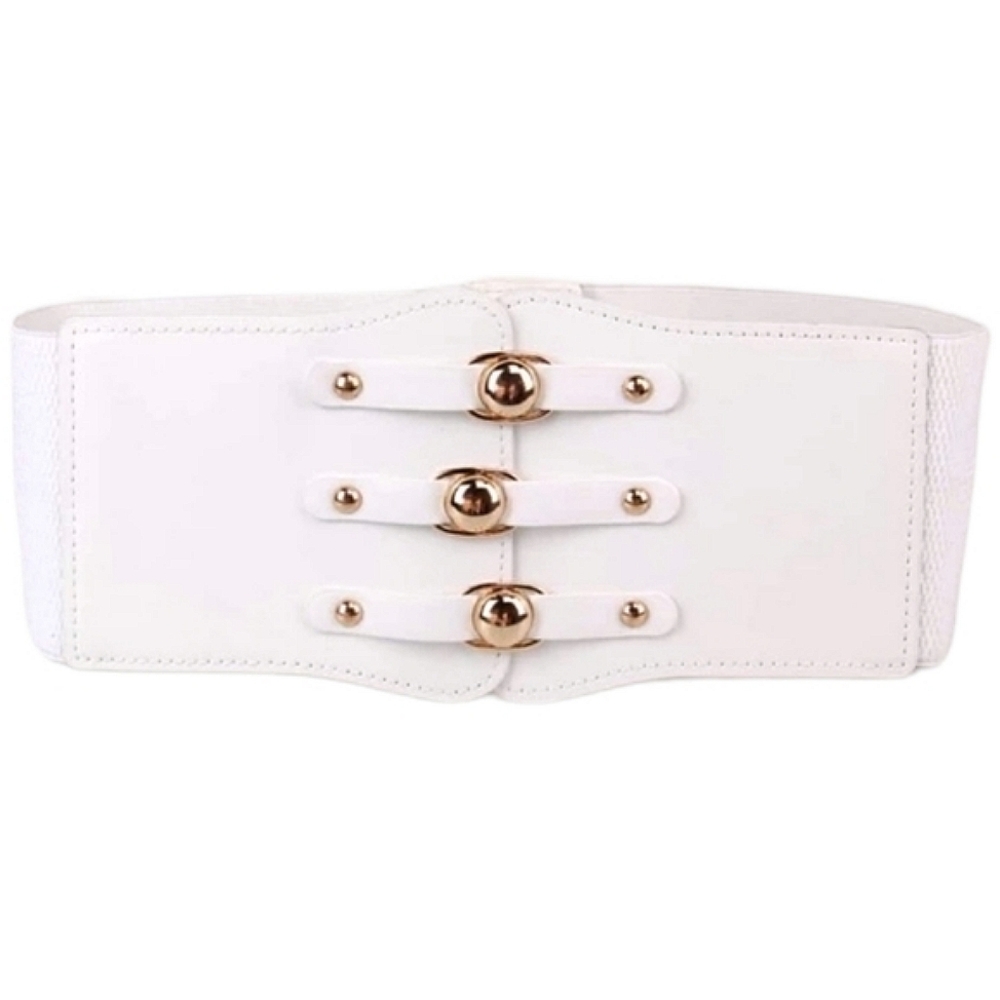 Elegant White Belt with Gold Accents